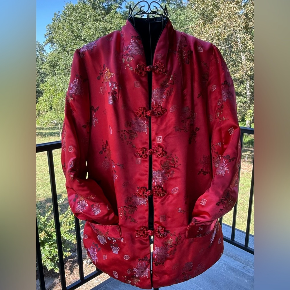 Elegant Red Silk Jacket (Asian design)